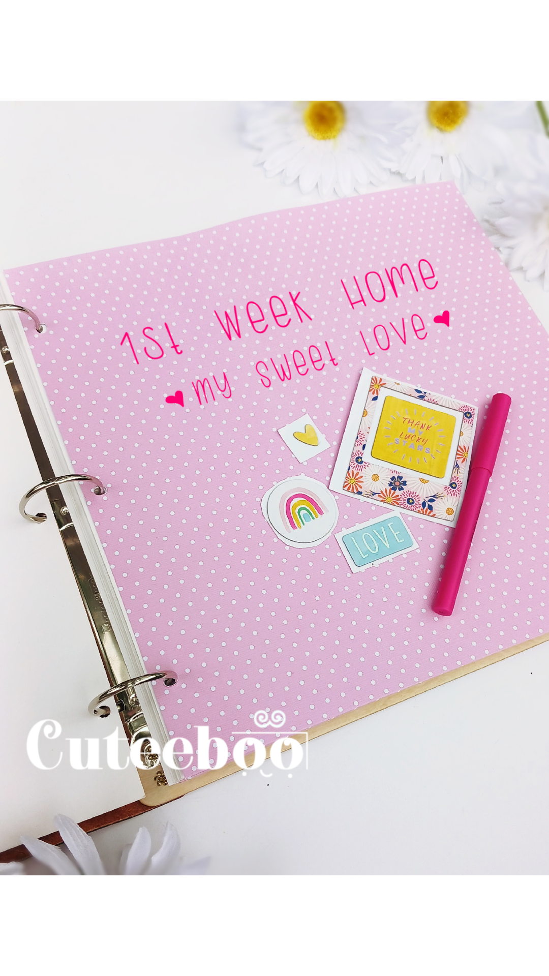 Personalized Baby's First 12 Months Large Wood Photo Album