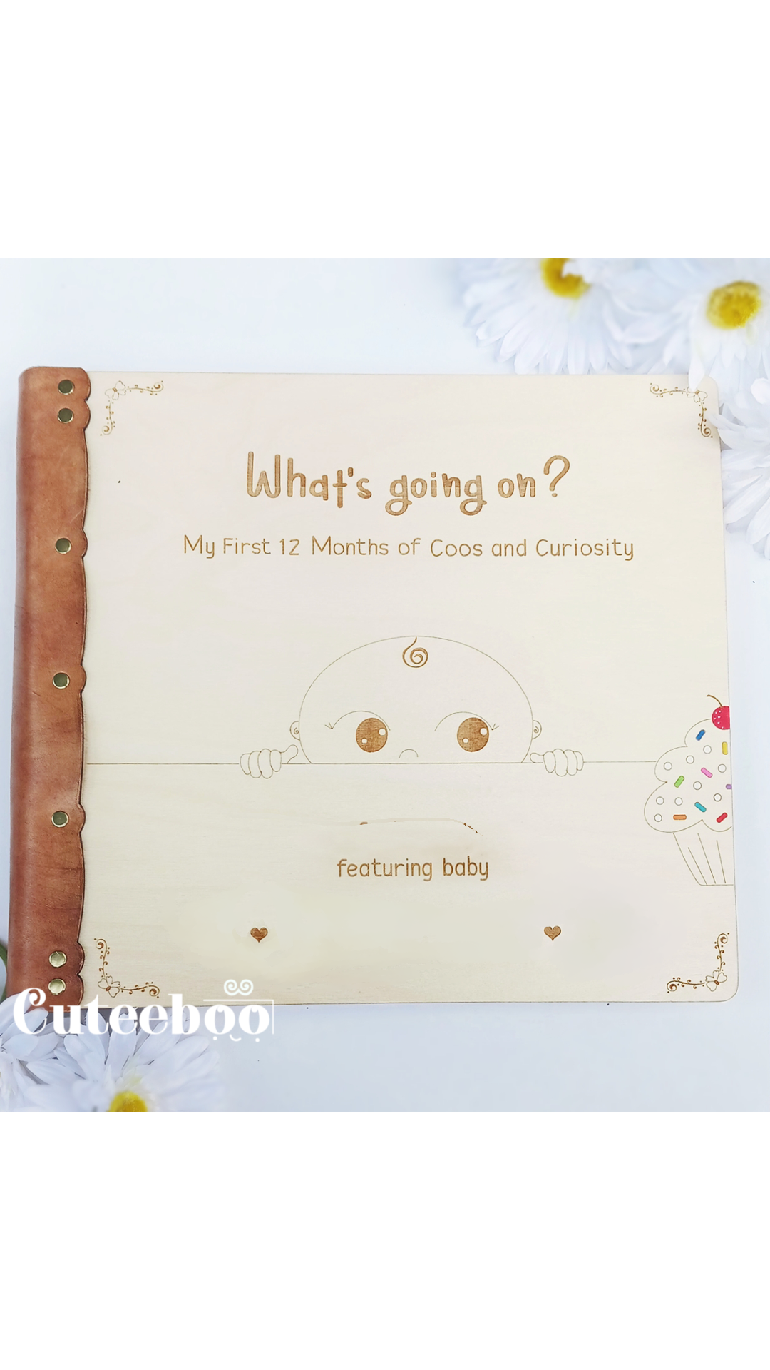 Personalized Baby's First 12 Months Large Wood Photo Album