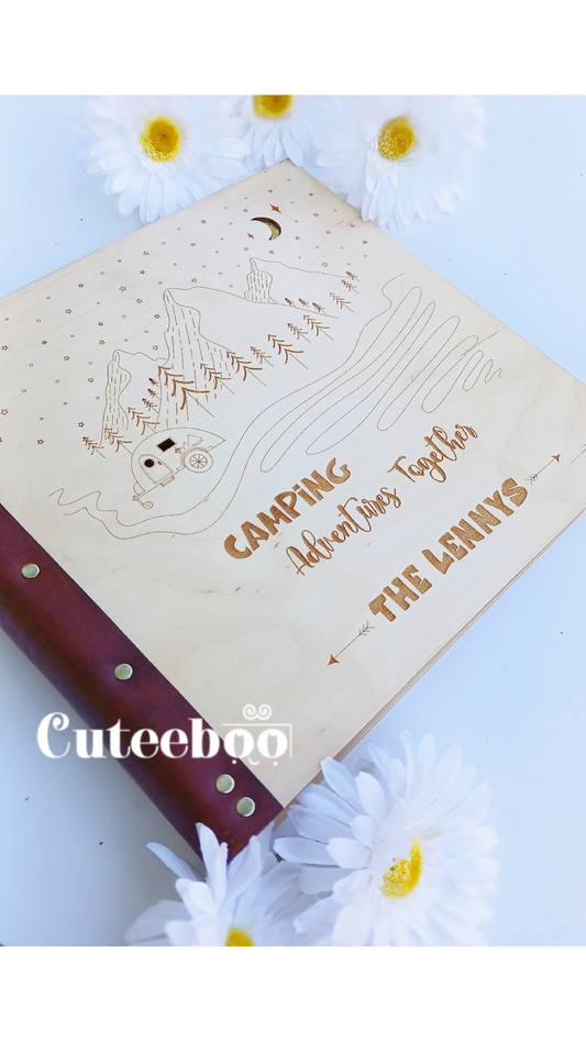 Personalized Camping Adventures Large Wood Photo Album