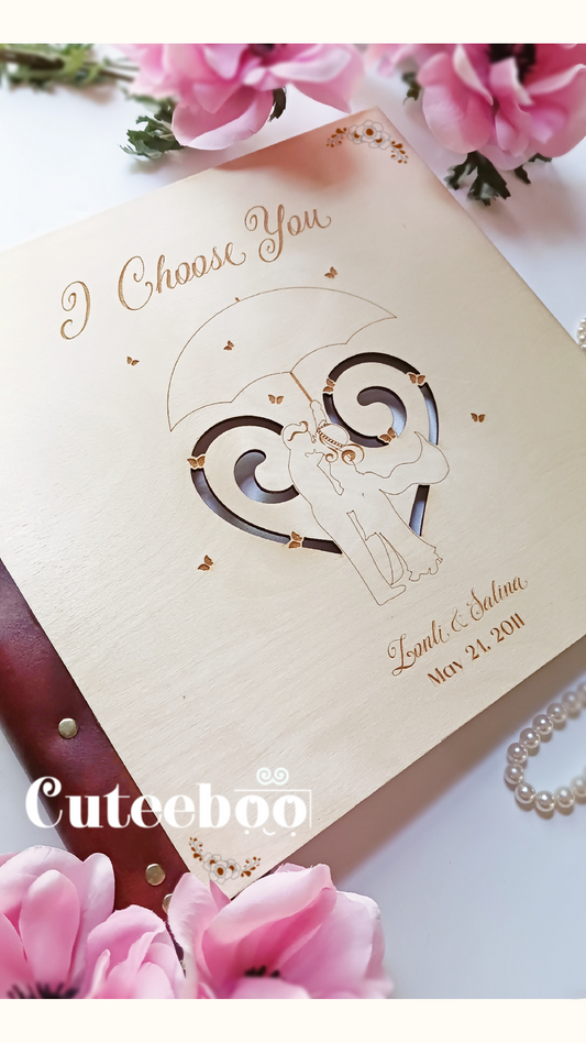 Personalized Hmong Theme Wedding Large Wood Photo Album