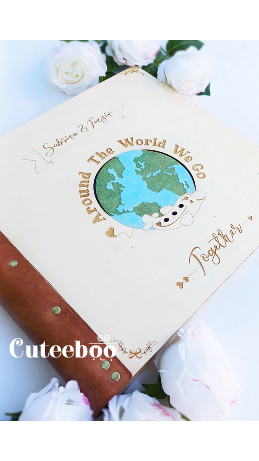 Personalized Travel Together Large Wood Photo Album