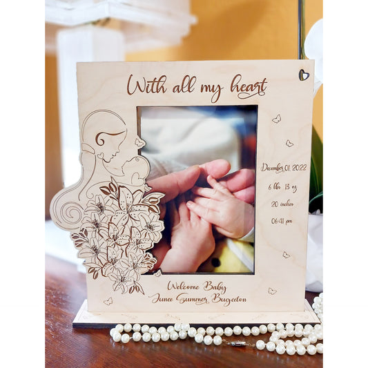 Personalized Welcome Baby Wood Picture Frame