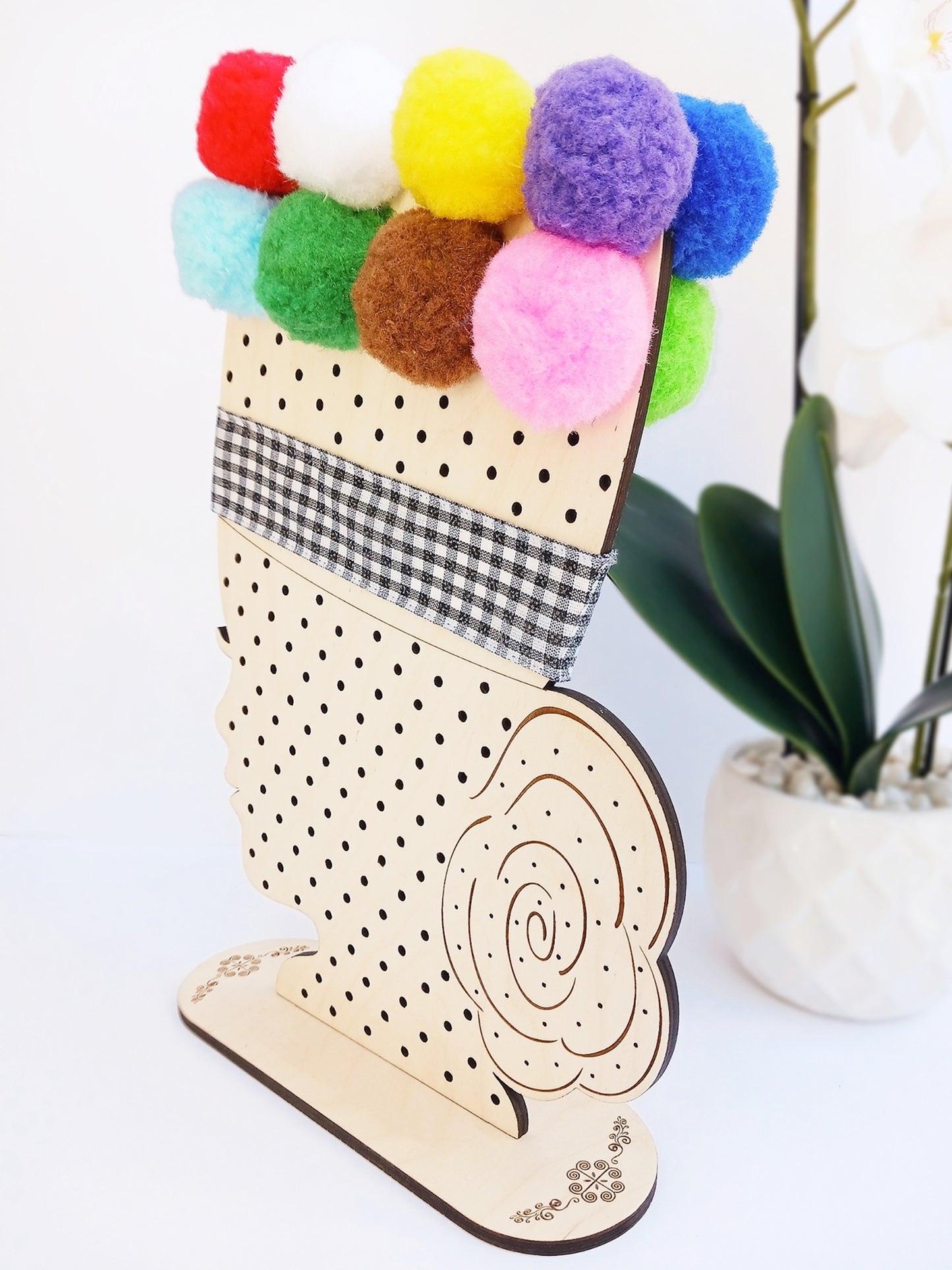 Personalized Hmong Pom Pom Hat Earring Stand Handmade Wood Laser Cut