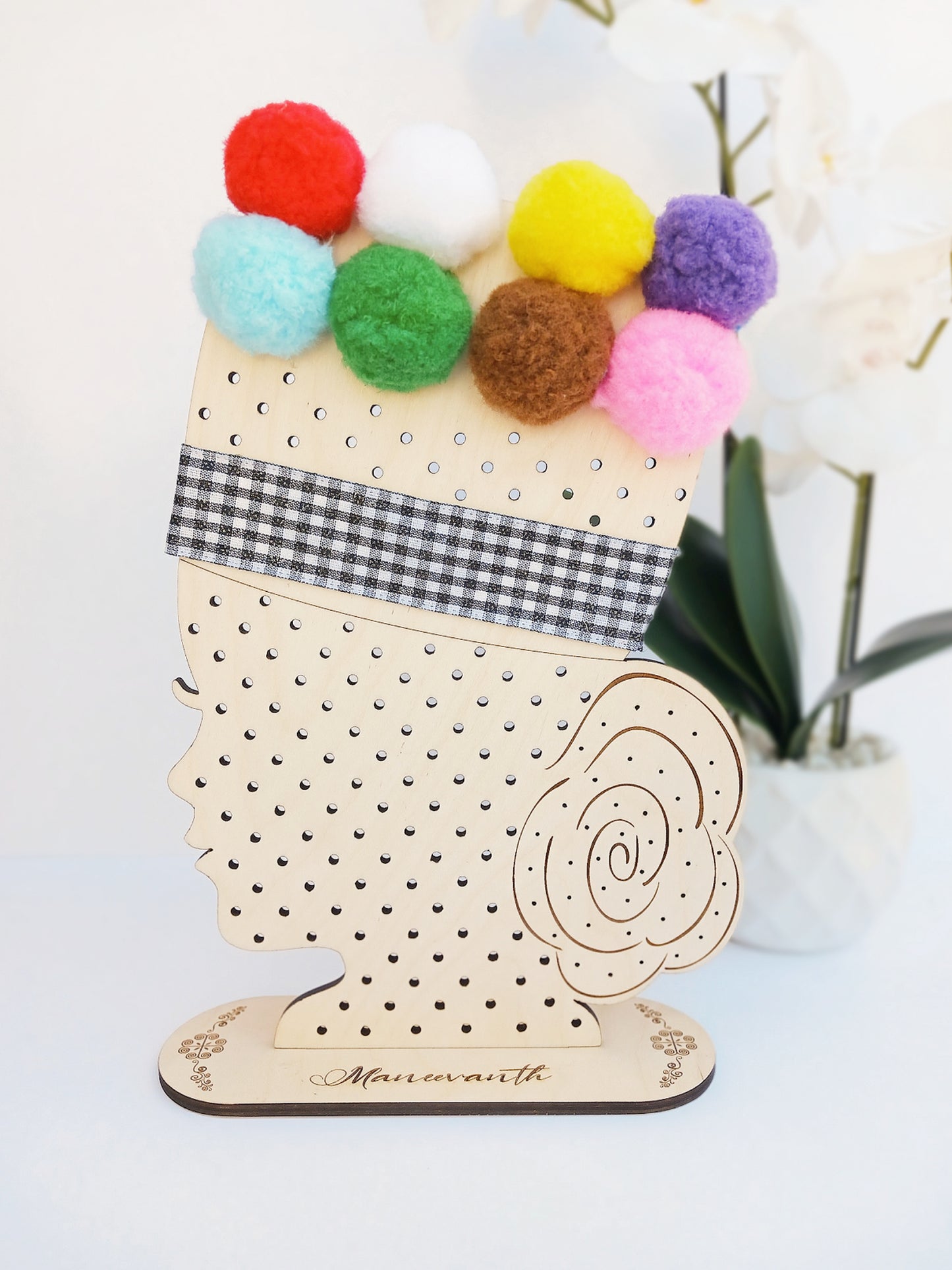 Personalized Hmong Pom Pom Hat Earring Stand Handmade Wood Laser Cut