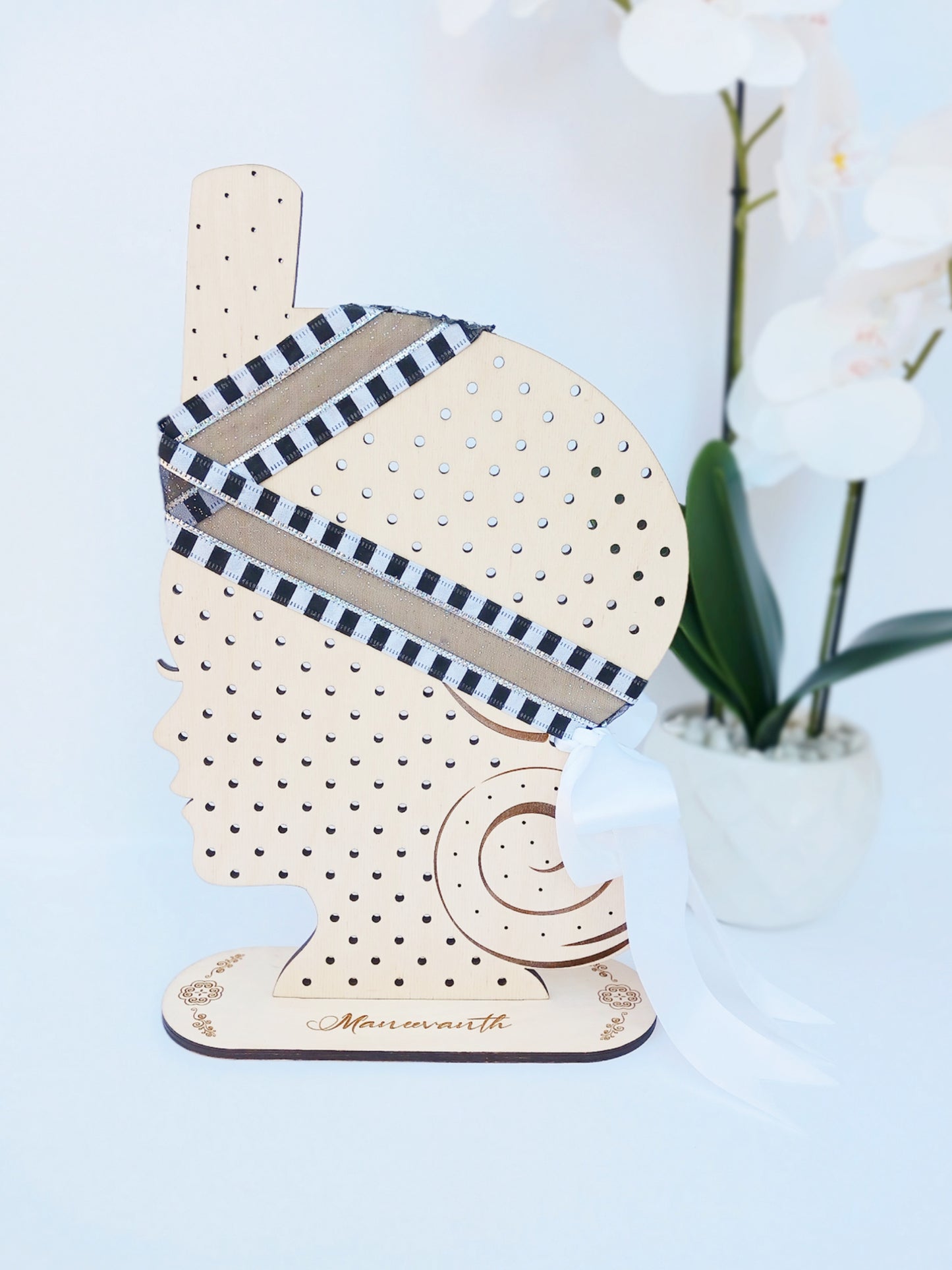Personalized Hmong Turban Earring Stand Handmade Wood Laser Cut