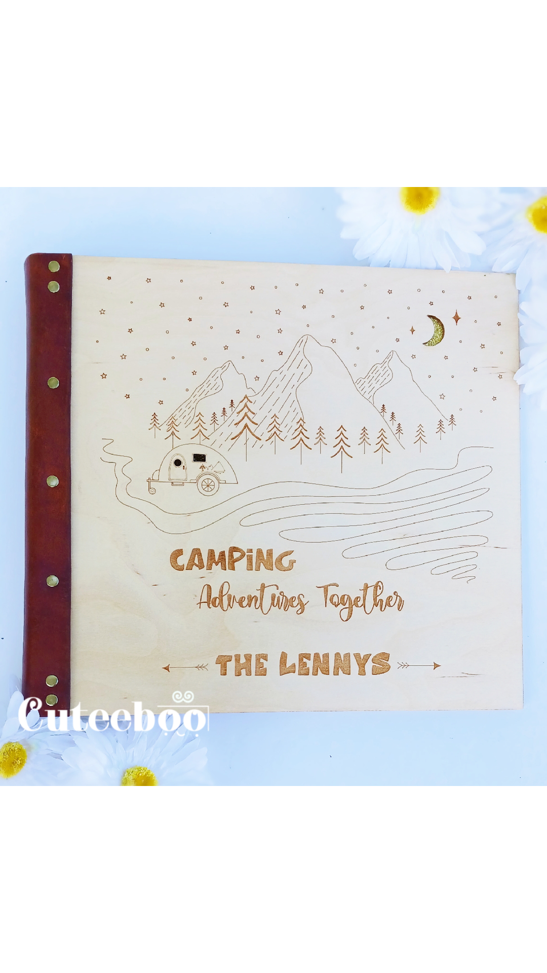 Personalized Camping Adventures Large Wood Photo Album