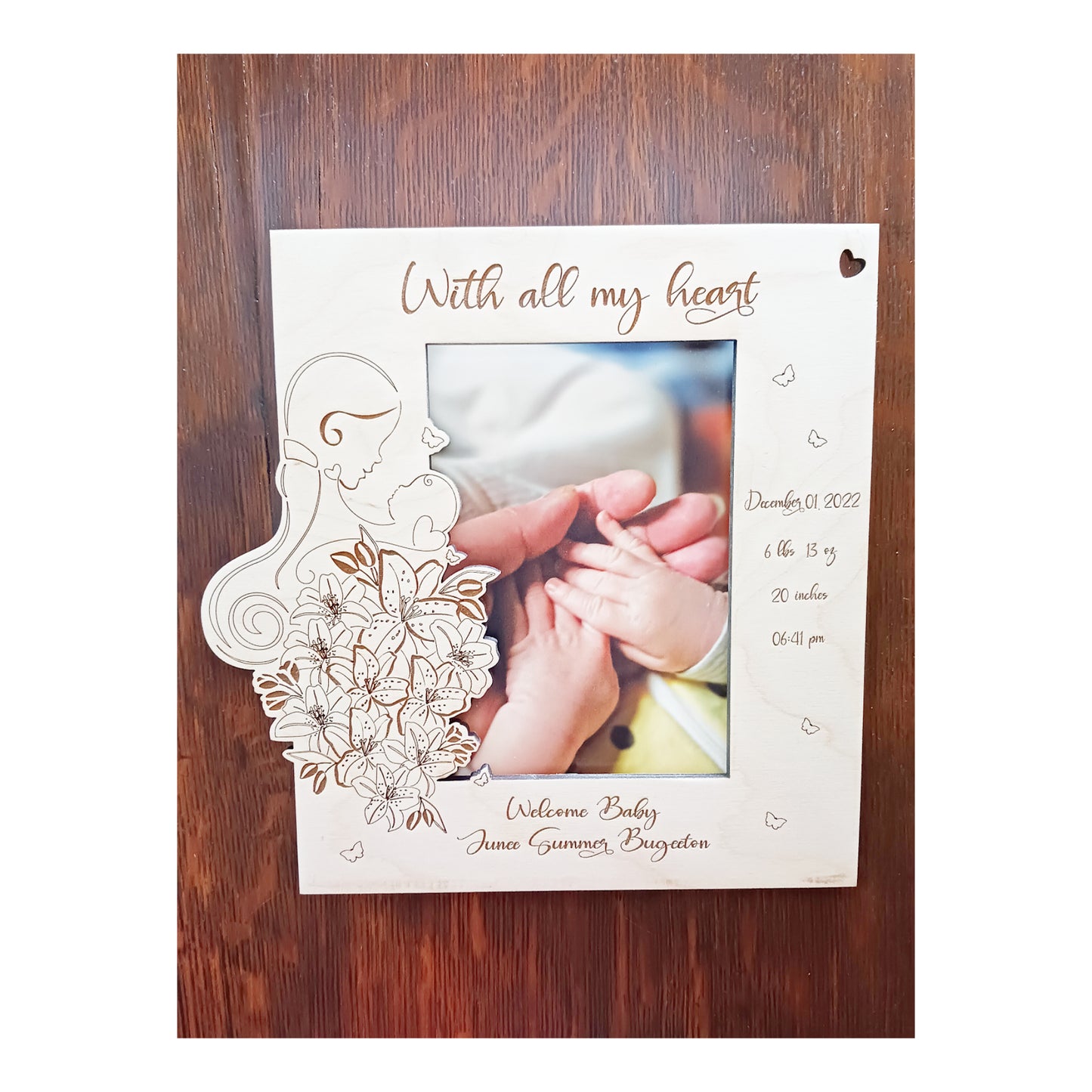 Personalized Welcome Baby Wood Picture Frame