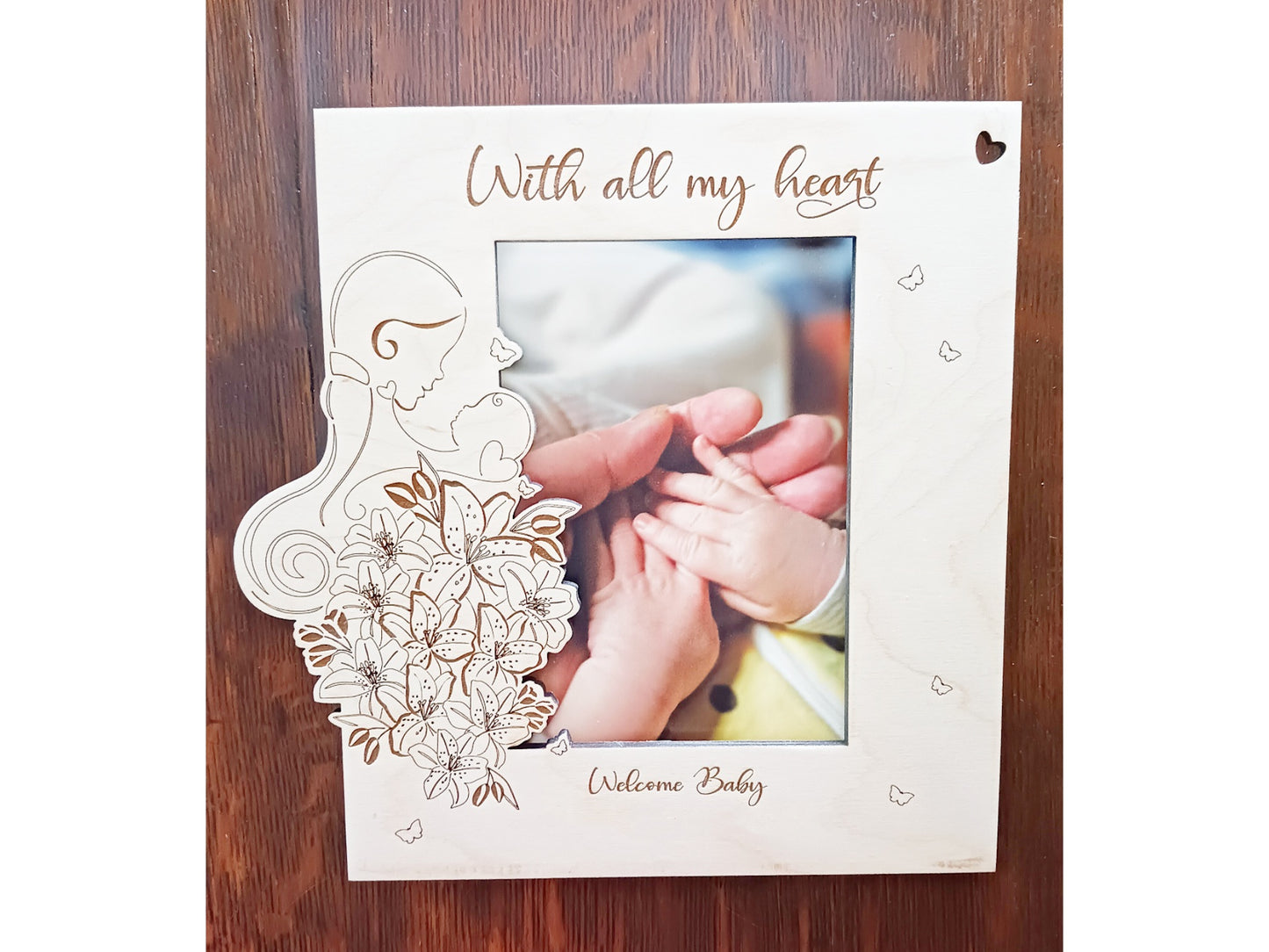 Personalized Welcome Baby Wood Picture Frame