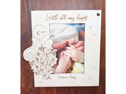 Personalized Welcome Baby Wood Picture Frame