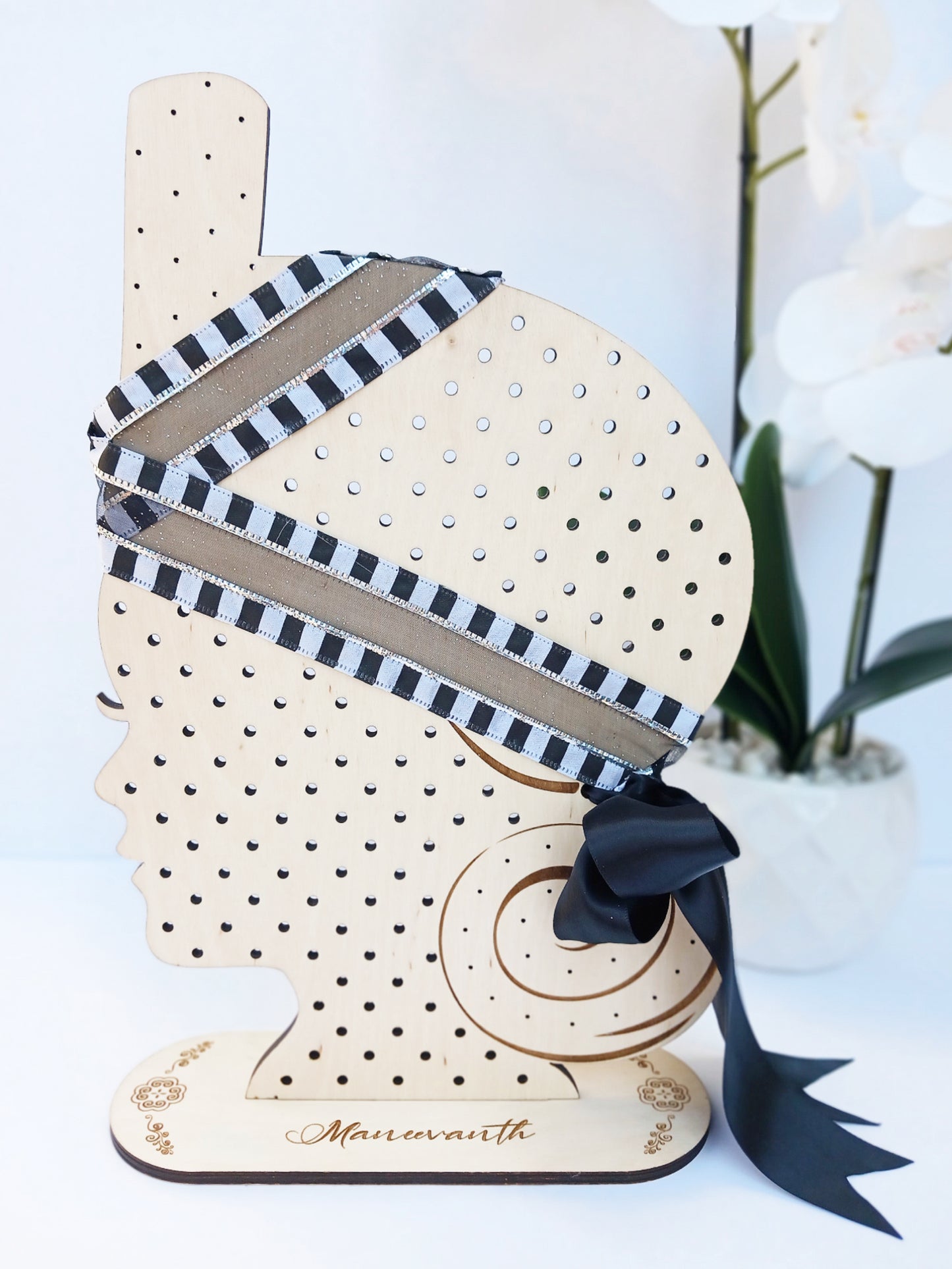 Personalized Hmong Turban Earring Stand Handmade Wood Laser Cut