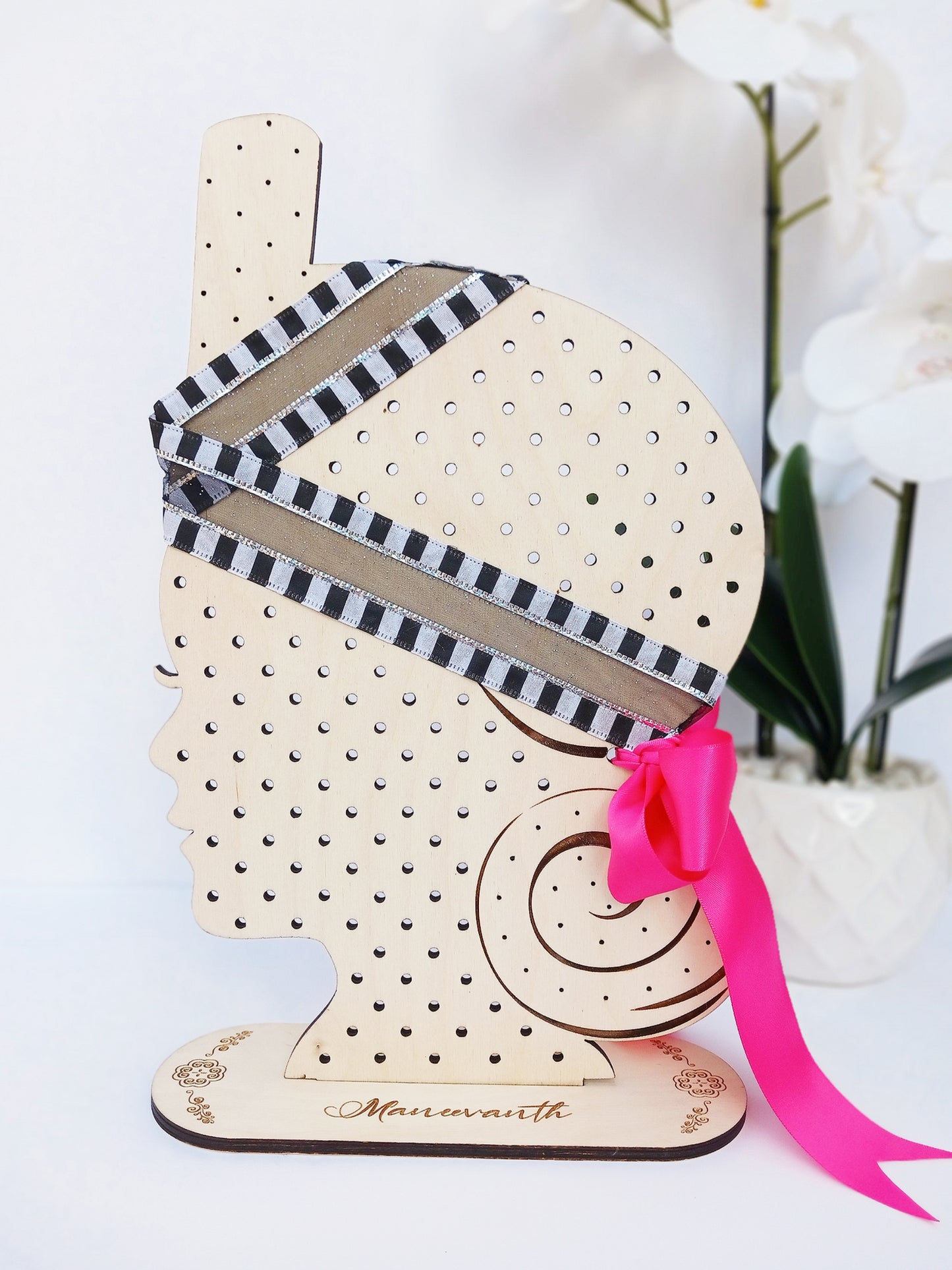 Personalized Hmong Turban Earring Stand Handmade Wood Laser Cut