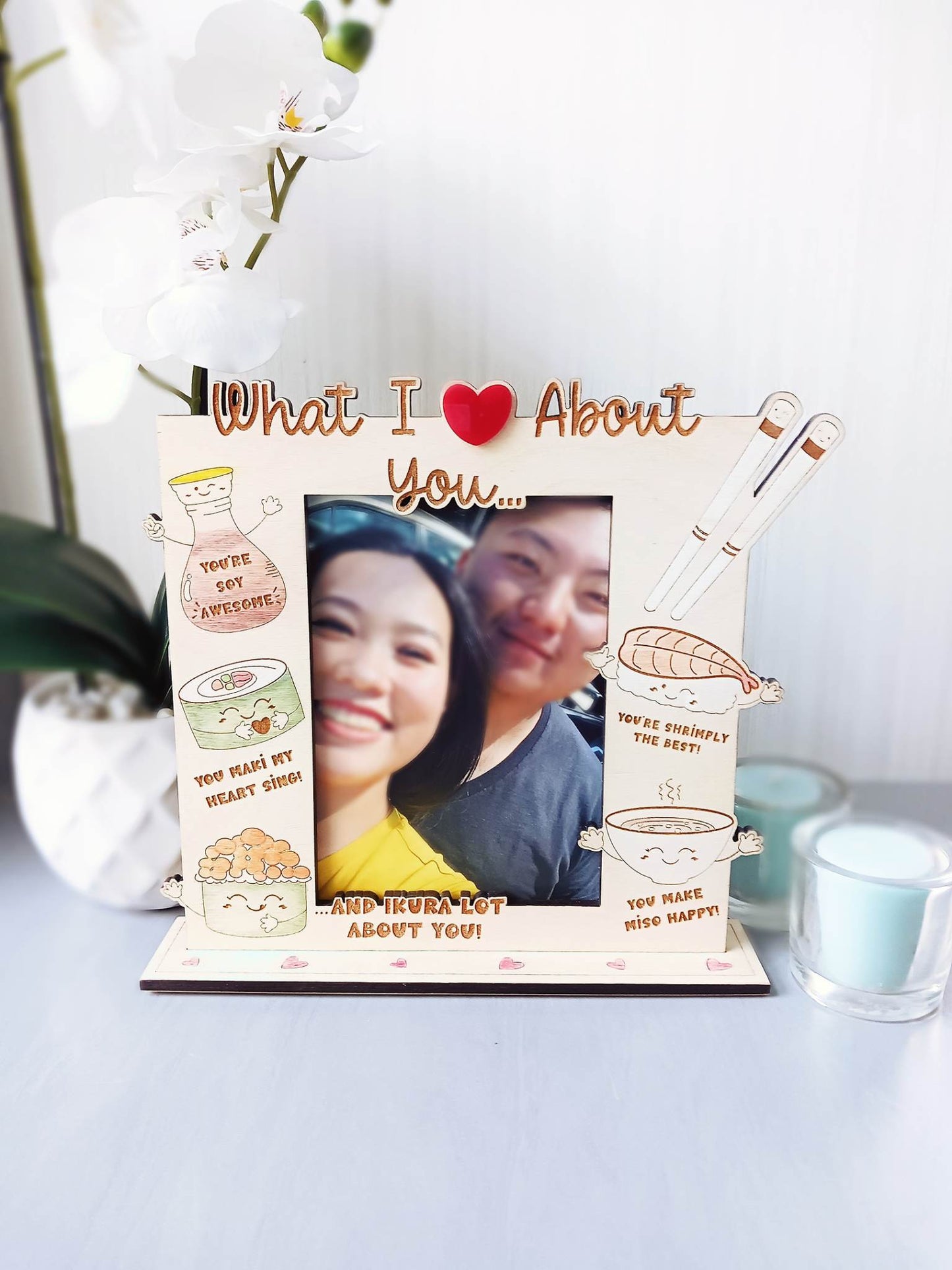 What I Love About You Sushi Puns Wood Picture Frame
