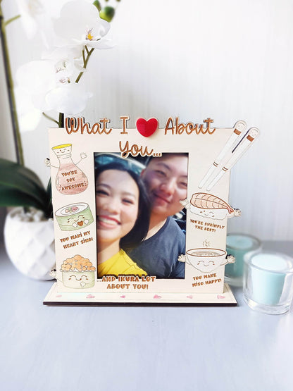 What I Love About You Sushi Puns Wood Picture Frame